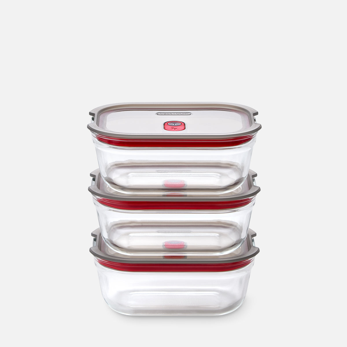 STACK + NEST GLASS FOOD CONTAINERS X3