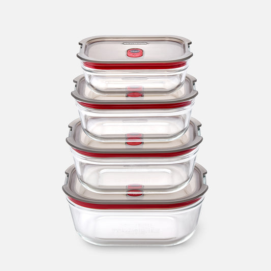 STACK + NEST BOÎTES ALIMENTAIRES EN VERRE LOT DE 4