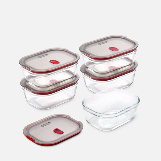 STACK + NEST BOÎTES ALIMENTAIRES EN VERRE X5